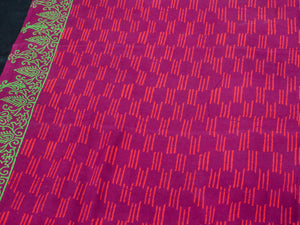 Fuchsia Pan Block Butta Print Chanderi Unstitched Salwar Kurta Set Material