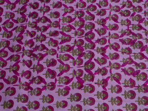 Pink Applique Work Block Butti Print Unstitched Salwar Suit Material