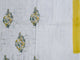 Applique Work White Yellow Block Butta Unstitched Salwar Suit Set