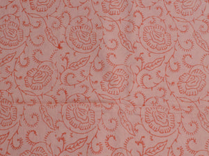 Applique Work Peach Block Butta Unstitched Suit Set