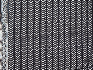 Black Geometric Block Print Cotton Unstitched Dress Material