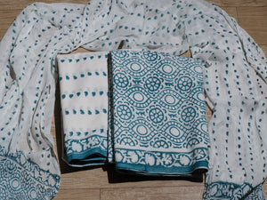 Rama & White Block Print Cotton Suit Material