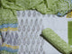 Appilque Work White & Green Block Butta Salwar Suit Material