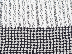 Black Block Printed Cotton Unstitched Dress Material
