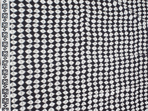 Black Block Printed Cotton Unstitched Dress Material