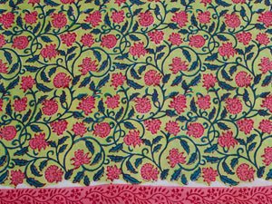 Lime Green Jaal Block Print Cotton Salwar Suit Set Material