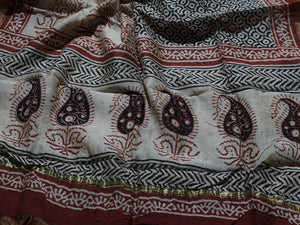 Cream Chanderi Pasely Block Print Suit Material