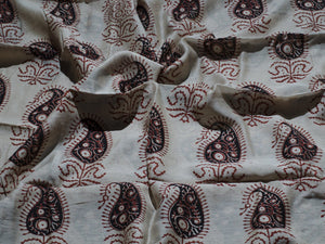 Cream Chanderi Pasely Block Print Suit Material