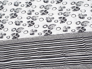 Black & White Tree Block Butti Print Cotton Unstitched Dress Material
