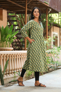 Bottle Green A-line Kurti