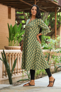 Bottle Green A-line Kurti