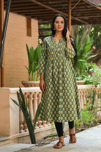 Bottle Green A-line Kurti