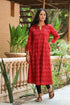 Red Printed A-line Kurti
