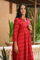 Red Printed A-line Kurti