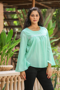 Sea Green Bell Sleeves Top