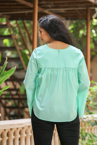 Sea Green Bell Sleeves Top