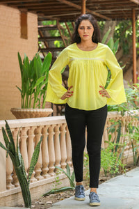 Yellow Bell Sleeves Top