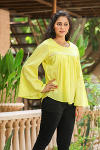 Yellow Bell Sleeves Top