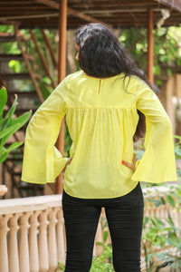 Yellow Bell Sleeves Top