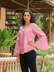Baby Pink Bell Sleeves Top
