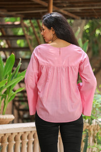 Baby Pink Bell Sleeves Top