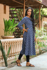 Indigo A-line Kurti
