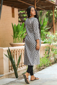 Grey Printed A-line Kurti