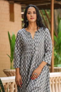 Grey Printed A-line Kurti