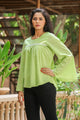 Pista Green Bell Sleeves Top