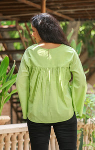 Pista Green Bell Sleeves Top