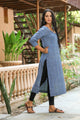 Indigo Checks Print Straight Kurti