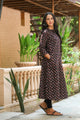 Black Printed A-line Kurti