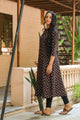 Black Printed A-line Kurti
