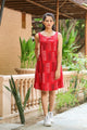 Red Boat Neck Shift Short Dress