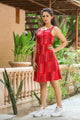Red Boat Neck Shift Short Dress