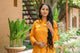 Mustard Solid Printed Kurti