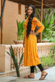 Mustard Solid Printed Kurti