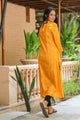 Mustard Solid Printed Kurti