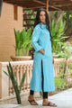 Turquoise Golden Printed Kurti