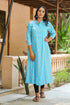 Turquoise Golden Printed Kurti