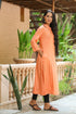 Peach Golden Printed Kurti