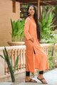 Peach Golden Printed Kurti