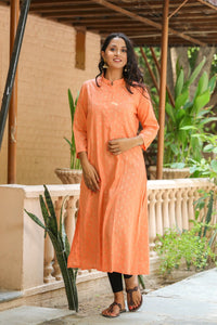 Peach Golden Printed Kurti
