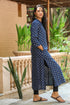 Navy Blue Golden Printed Kurti