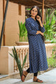 Navy Blue Golden Printed Kurti