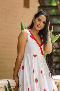 White Polka Dot Anghrakha Dress