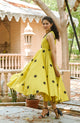 Yellow Polka Dot Anghrakha Dress