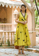 Yellow Polka Dot Anghrakha Dress