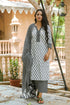 White & Black Sanganeri Block Butti Suit Set