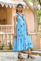 Sky Blue Polka Dot Anghrakha Dress